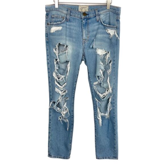 Current Elliott Blue The Fling Tattered Destroy Slim Denim Jeans 27 - Picture 6 of 6